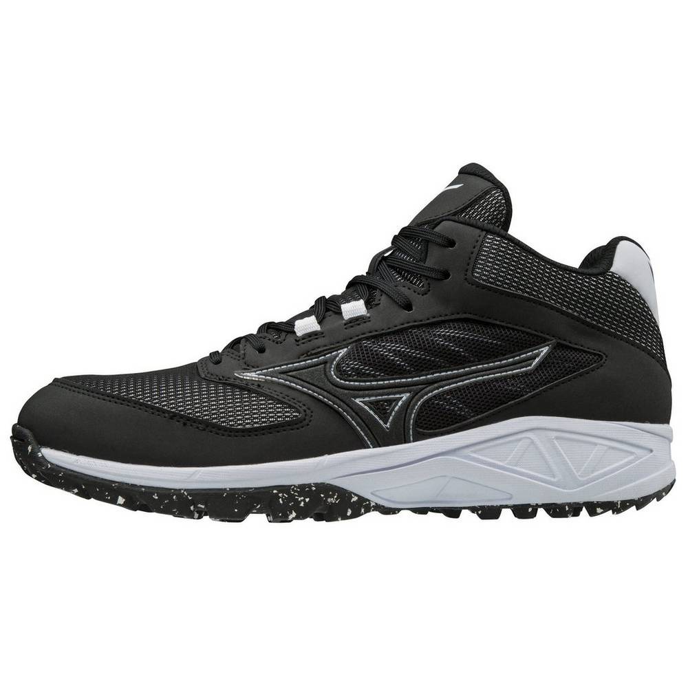 Scarpe Baseball Mizuno Dominant All Surface Mid Turf Uomo - Nere/Bianche - 10695-JFZK